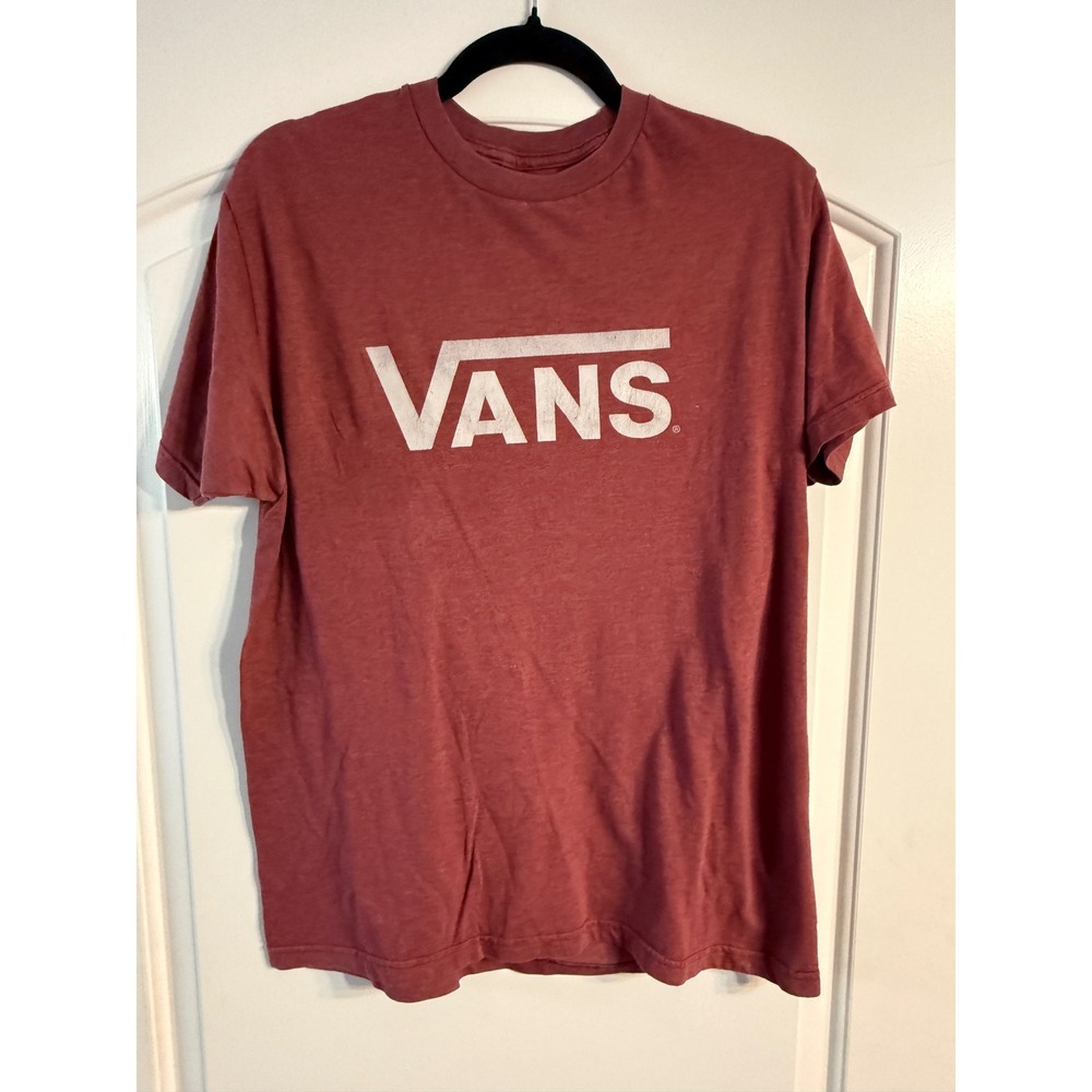 Vans Graphic T-Shirt Medium Burgundy Red Classic Logo Skater Tee Retro Grunge